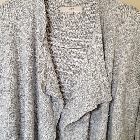 LOFT Womens Gray Wool Blend Cascading Collar Long Cardigan - Size Small - Picture 2 of 6